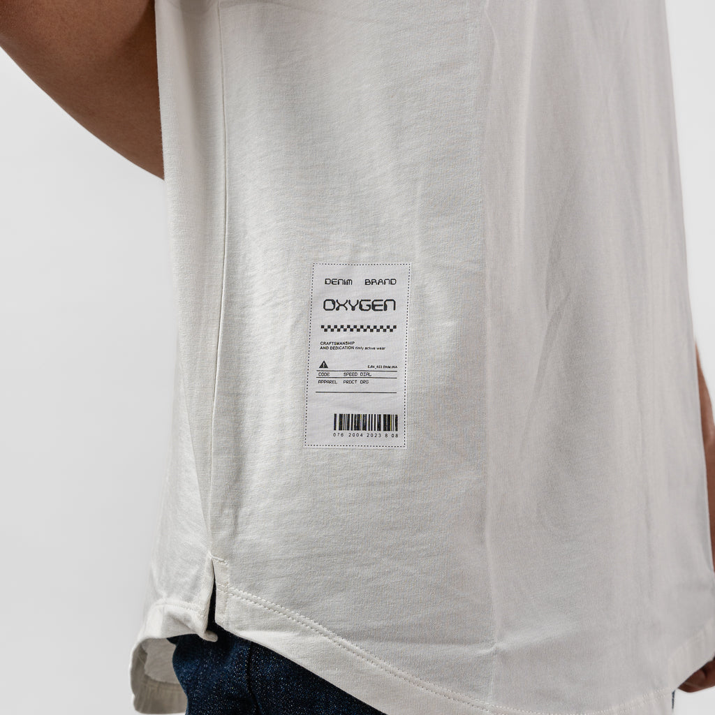 Oxygen Denim Evolve Speed Dial Leham Rounded Tee - Oversized T-shirt White