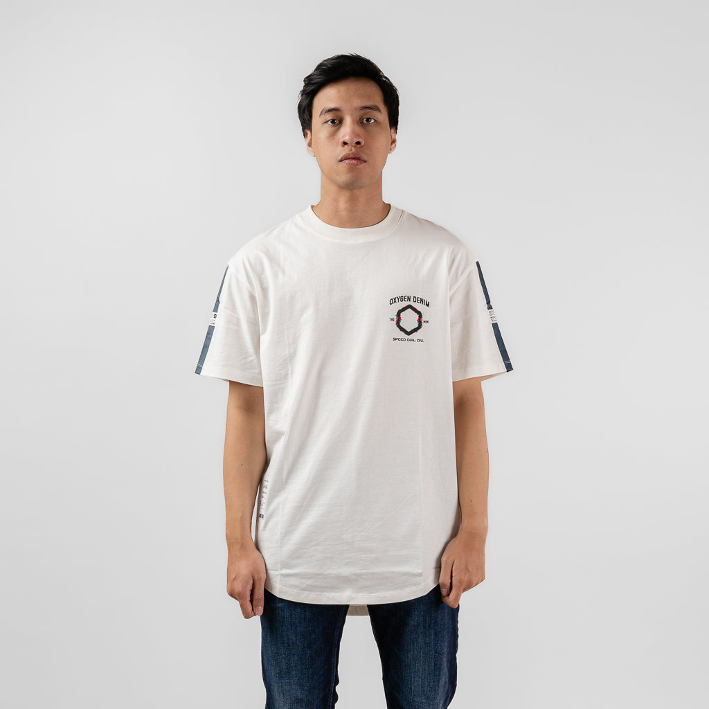 Oxygen Denim Evolve Speed Dial Leham Rounded Tee - Oversized T-shirt White