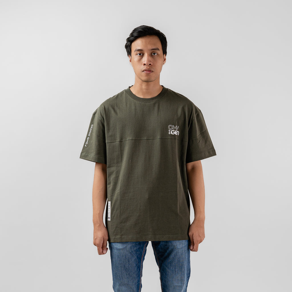 Oxygen Denim Evolve Speed Dial Casra Flat Oversized Tee - Olive