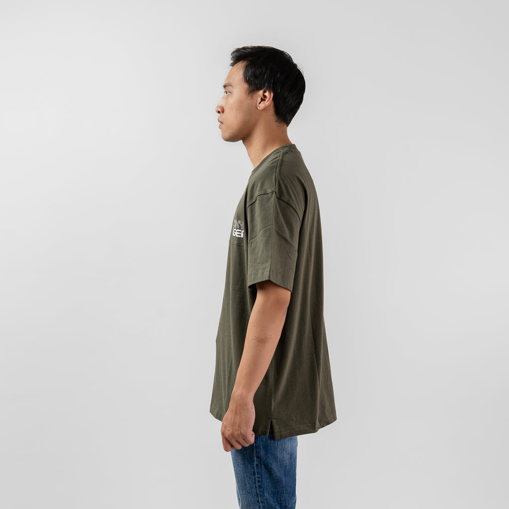 Oxygen Denim Evolve Speed Dial Casra Flat Oversized Tee - Olive