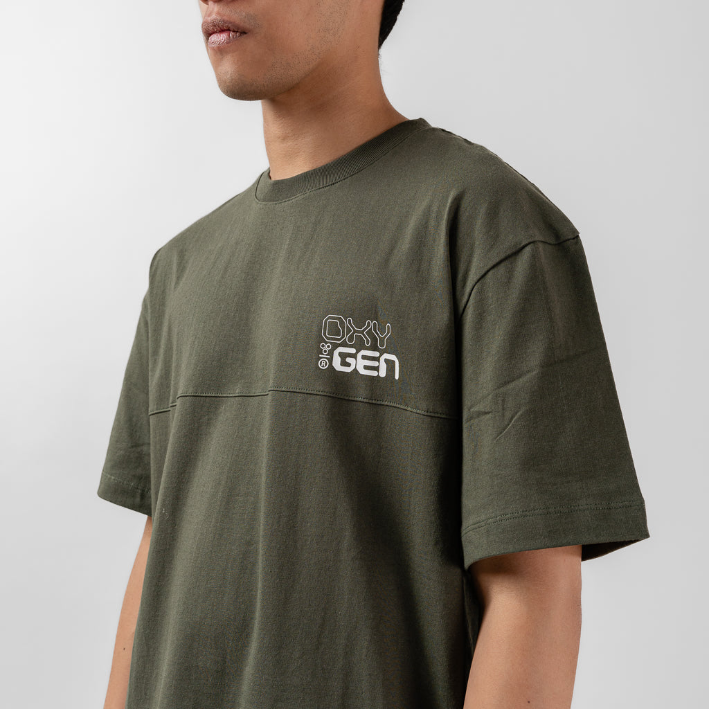 Oxygen Denim Evolve Speed Dial Casra Flat Oversized Tee - Olive