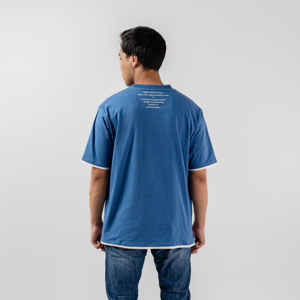 Oxygen Denim Evolve New Legacy Leham Boxy Oversized T-shirt - Elemental Blue (1514)