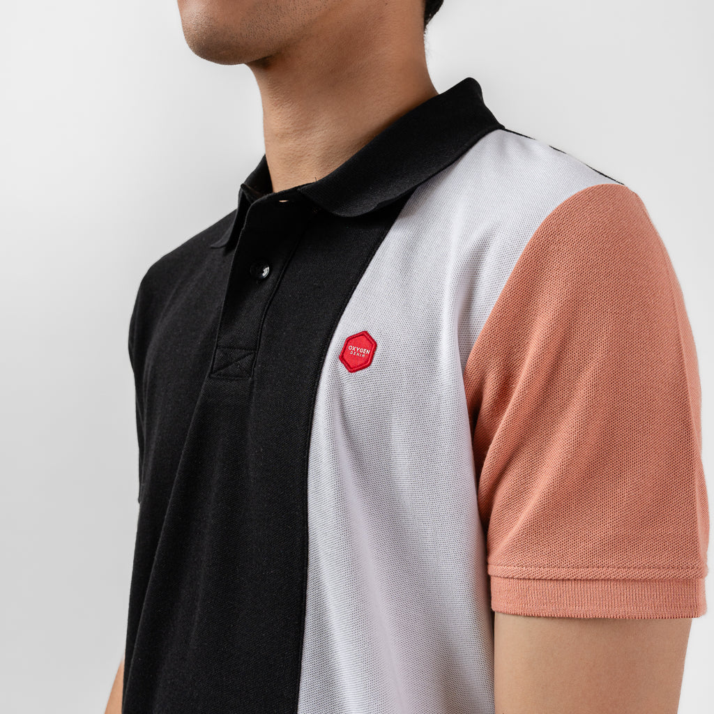 Oxygen Denim Evolve New Legacy Polo Shirt - Black Apricot Crush White (0912)