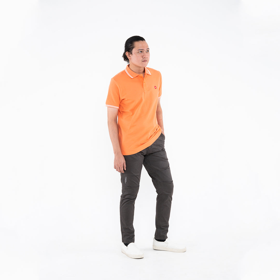 Oxygen Denim Core Polo Shirt Tipping 2 - Orange