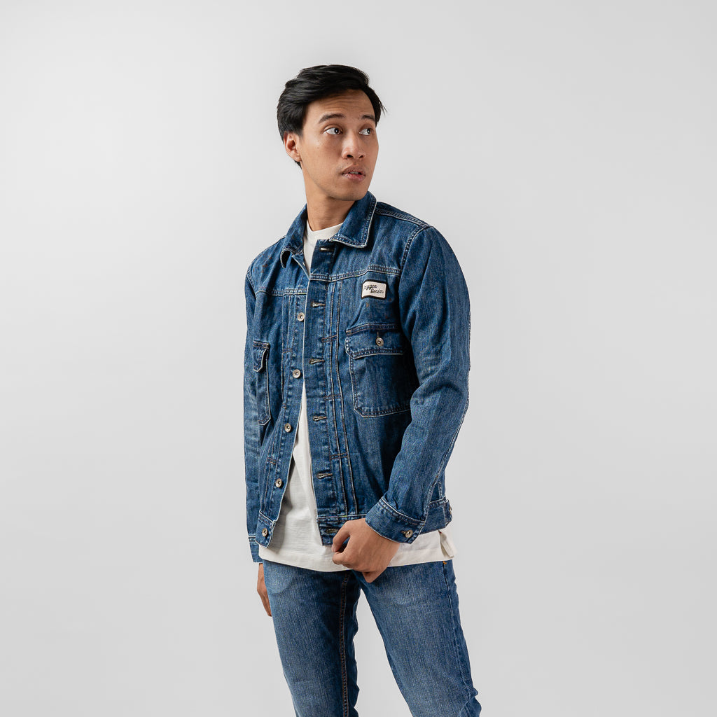 Oxygen Denim 605 Short Journey Jacket - Medium Blue 0202