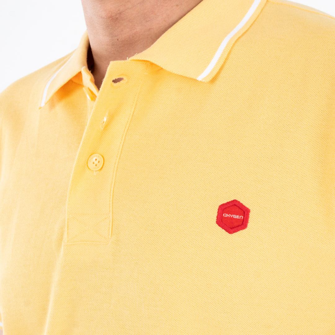Oxygen Denim Core Polo Shirt Tipping 1 - Yellow