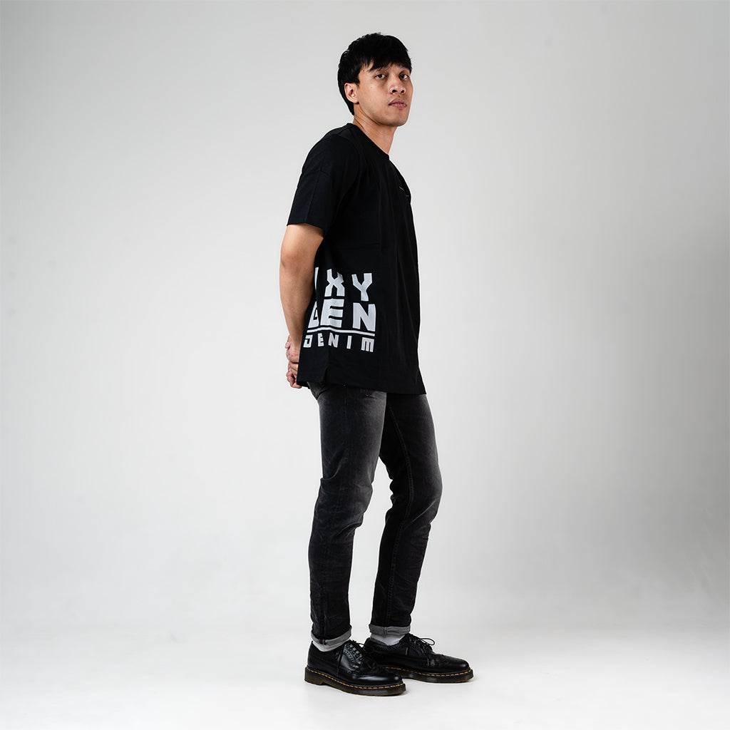 Oxygen Denim T-shirt Invade Cuts - Black