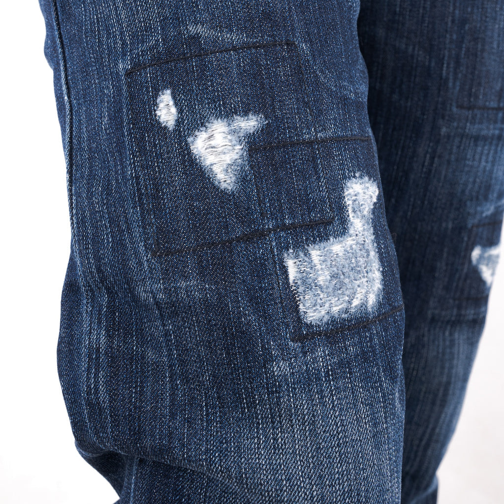 Oxygen Denim 706NS Ripped Jeans Slim Fit  - Dark Blue (7501)