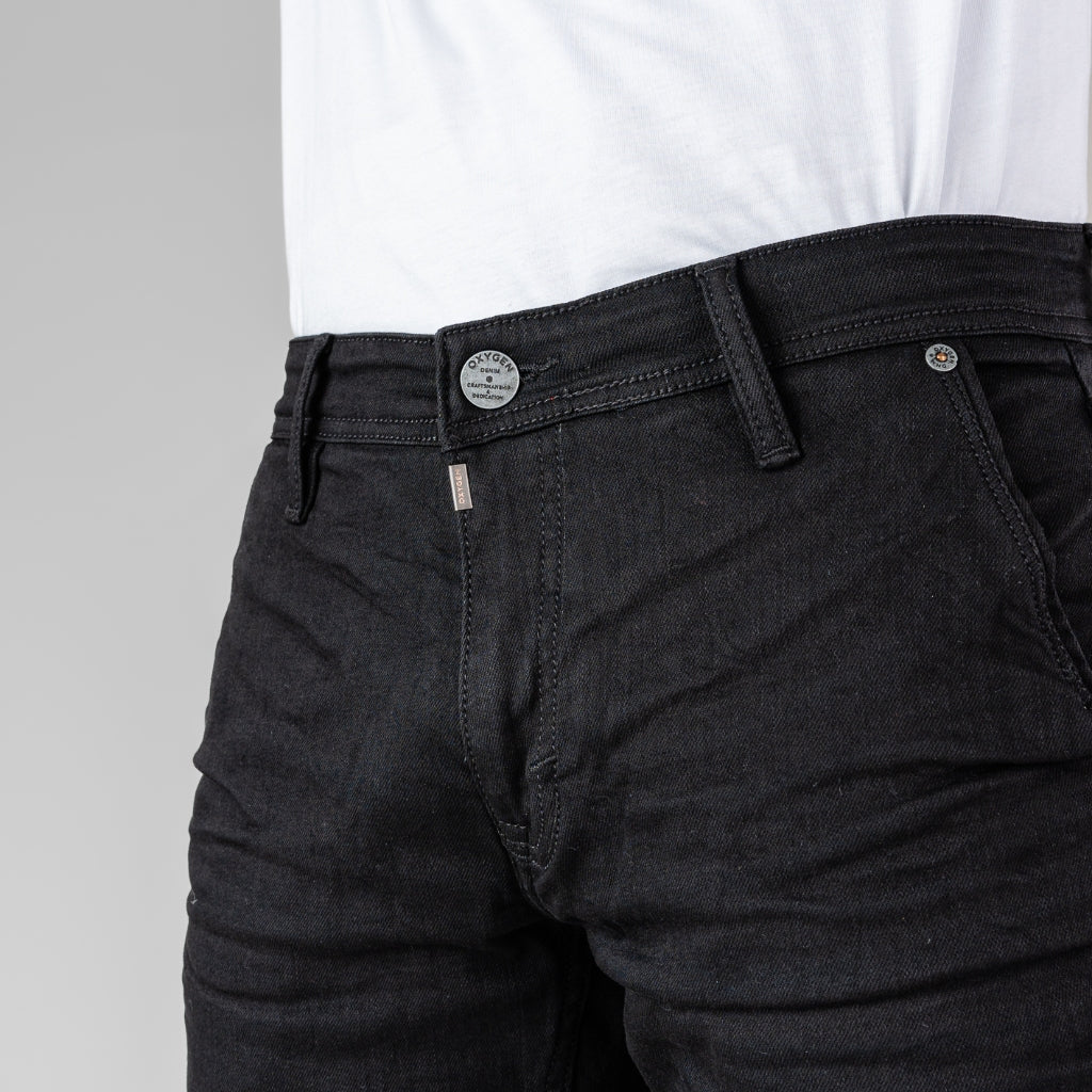 Oxygen Denim 706S Invade Wanderlust Slim Fit Stretch Jeans - Garment Black Crinkle (1713)