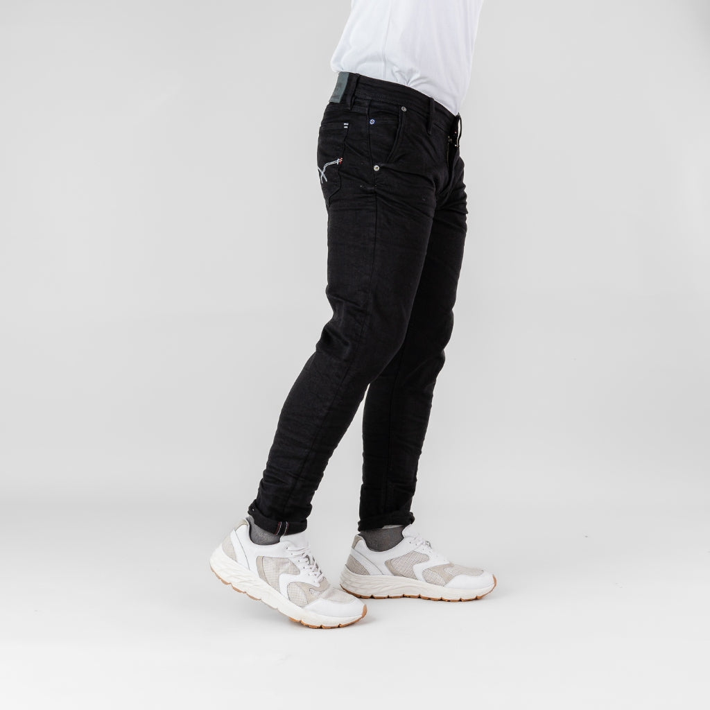 Oxygen Denim 706S Invade Wanderlust Slim Fit Stretch Jeans - Garment Black Crinkle (1713)