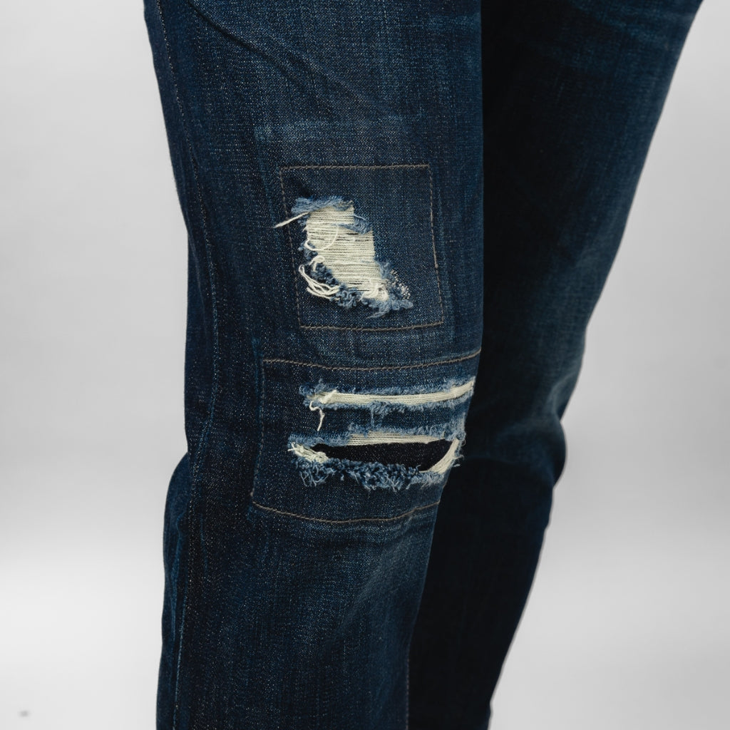 Ripped Jeans Dark Blue Stretch Skinny Jeans Womens Dark Blue