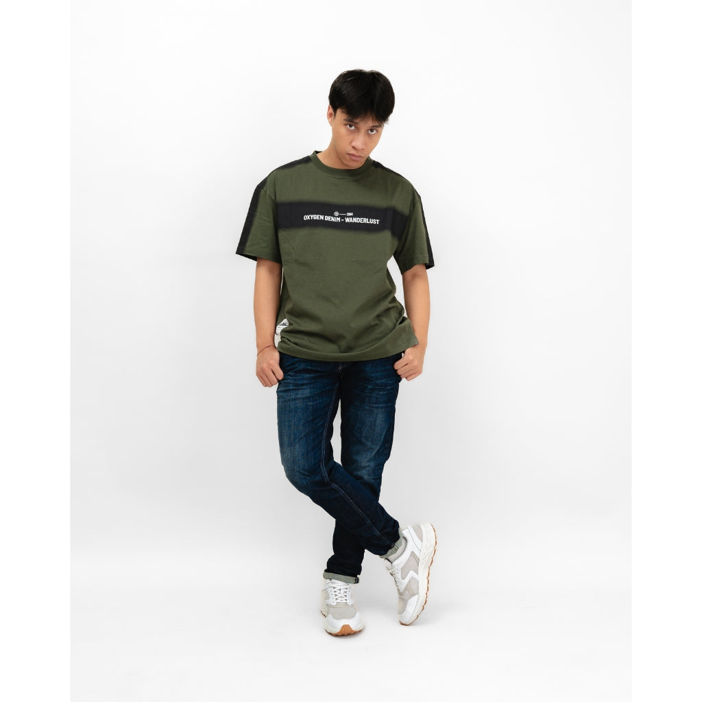 Oxygen Denim Evolve Wanderlust Flat Oversized T-shirt - Army (2778 )