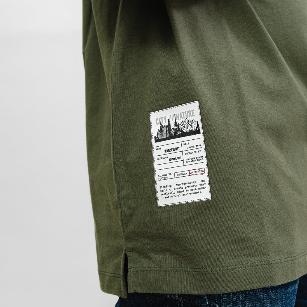 Oxygen Denim Evolve Wanderlust Flat Oversized T-shirt - Army (2778 )