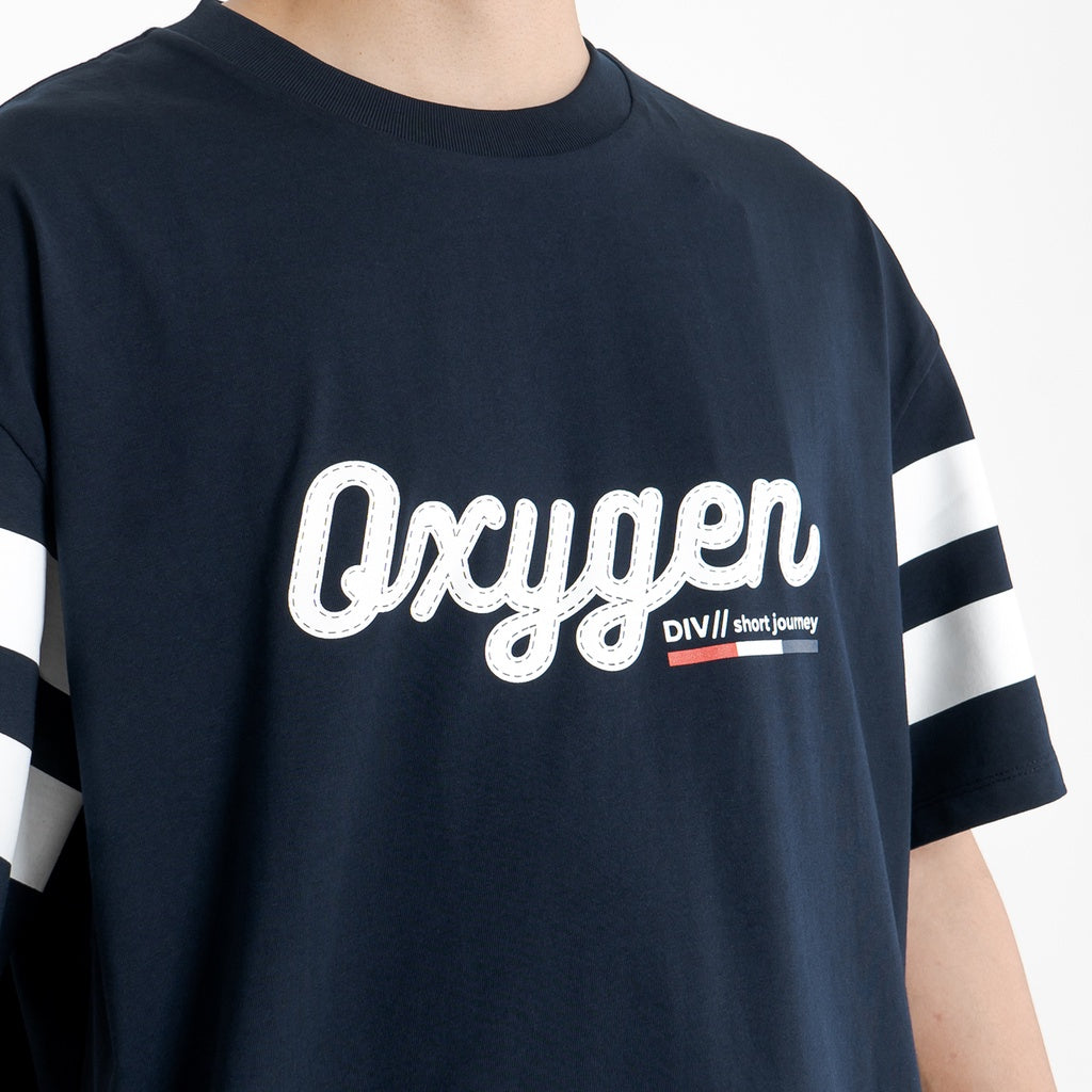 Oxygen Denim Short Journey Slogan T-Shirt - Navy