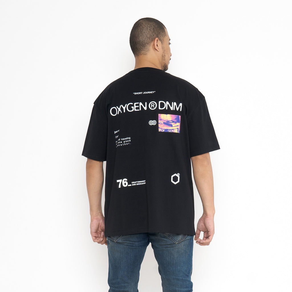 Oxygen Denim Short Journey Music Photo Print T-Shirt - Black