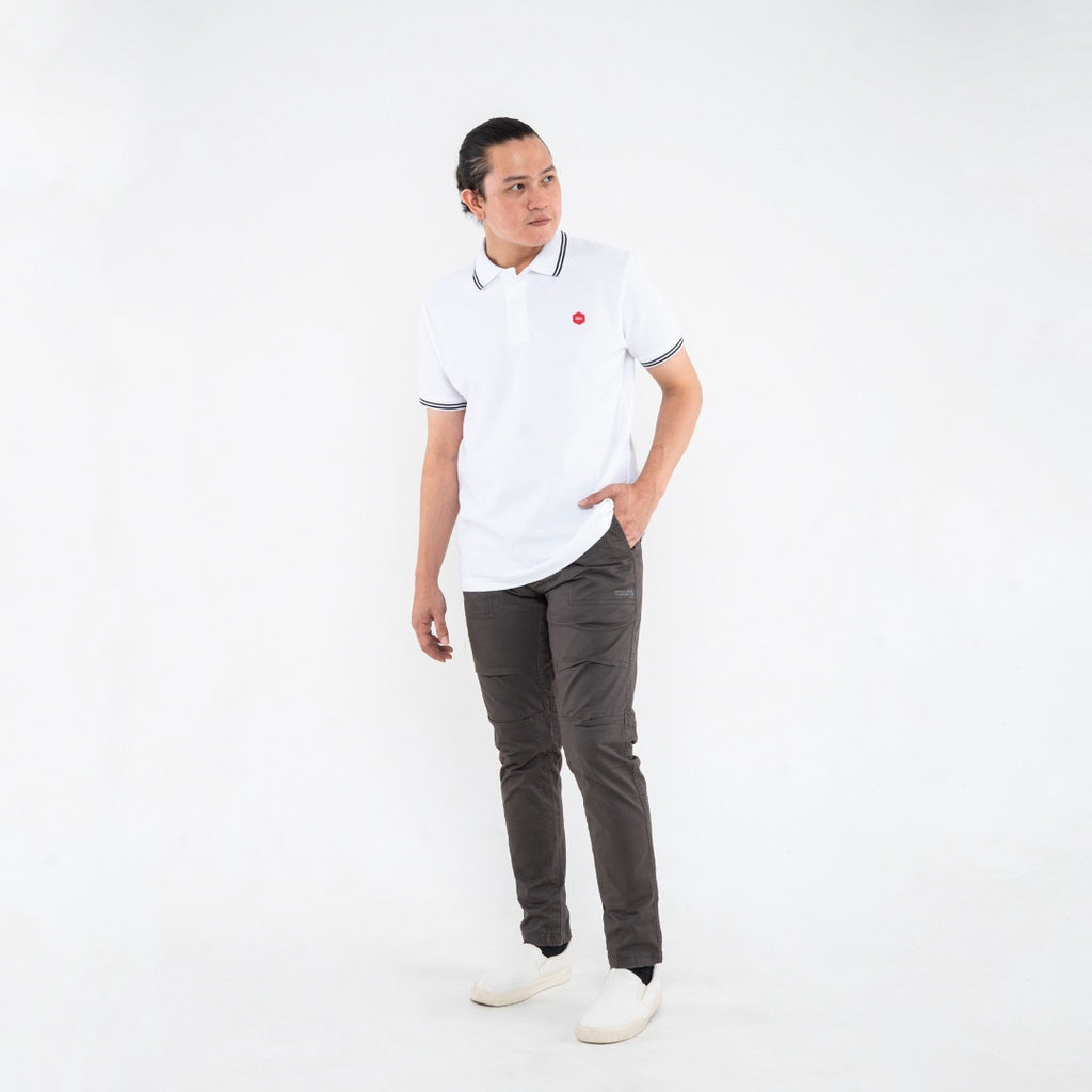 Oxygen Denim Core Polo Shirt Tipping 2 - White