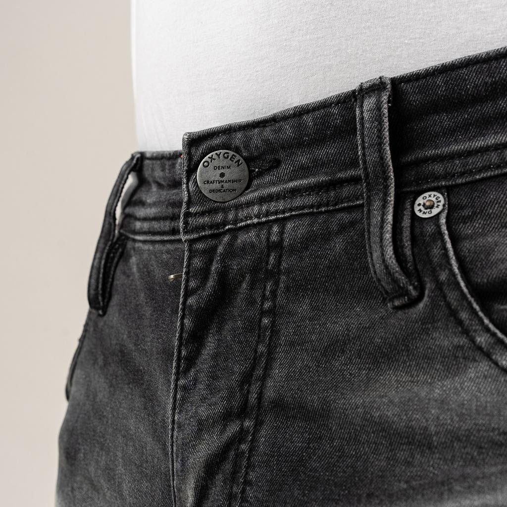 Oxygen Denim 706 Invade Short Journey Slim Fit Stretch Jeans - Dark Grey (9482)